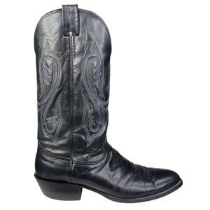 Vintage Nocona Black Leather Narrow Western Cowboy Boots Size US 11 B